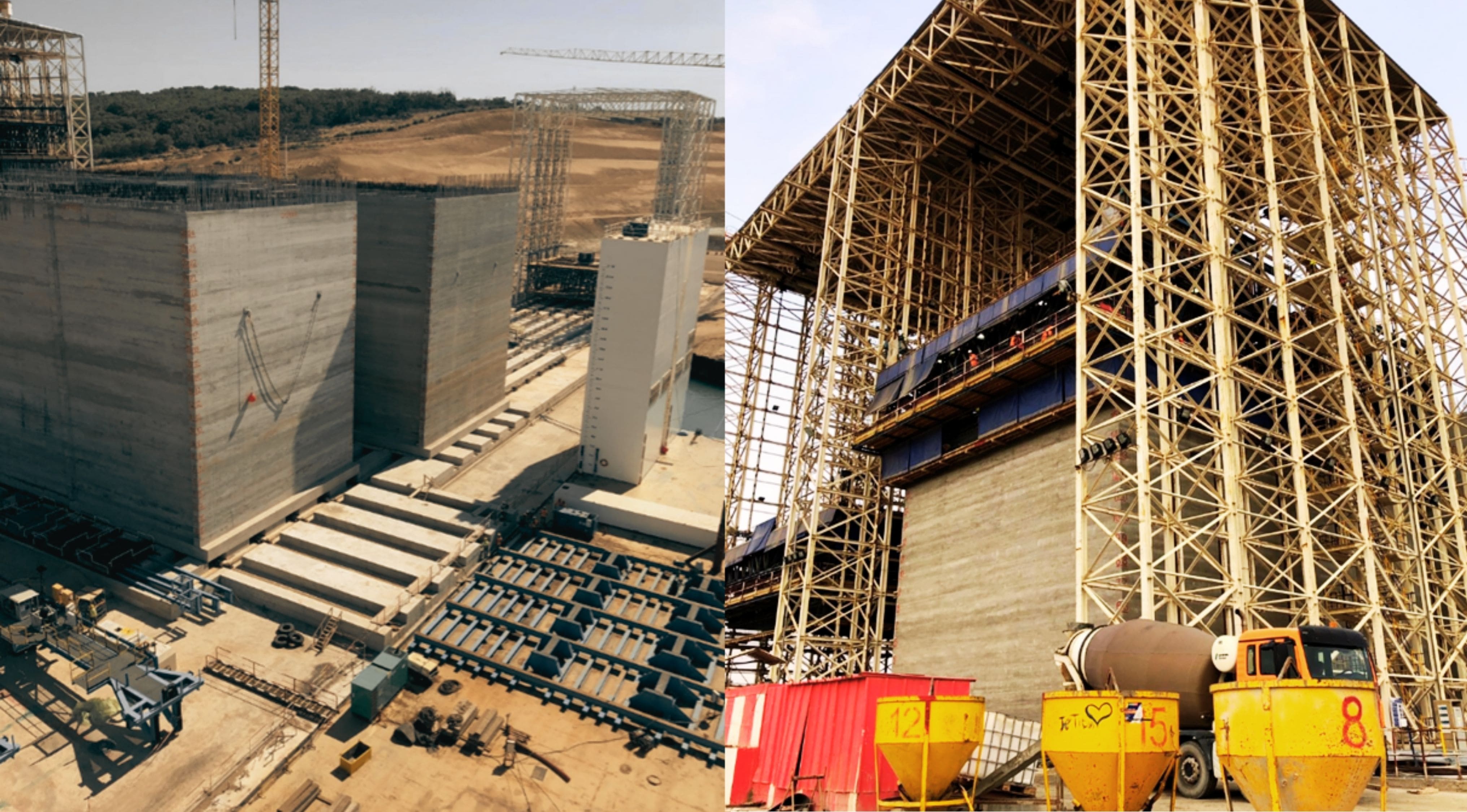 Caisson construction at sea