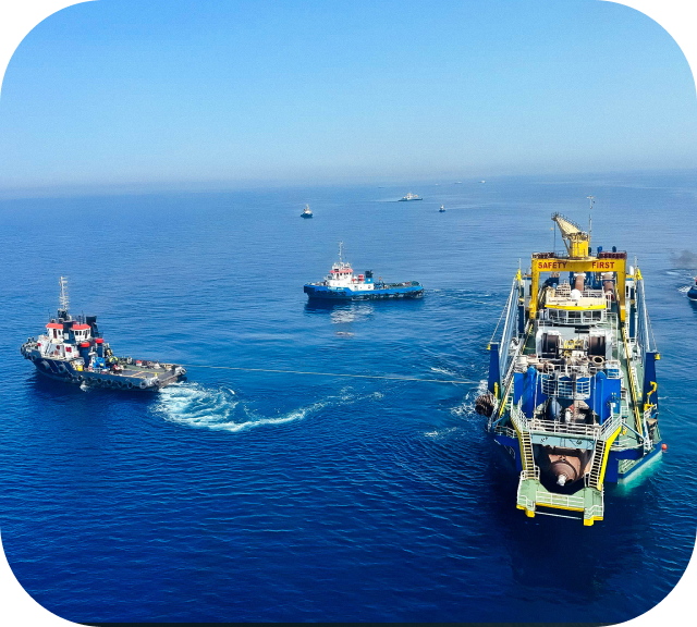 Offshore support vessel and barge