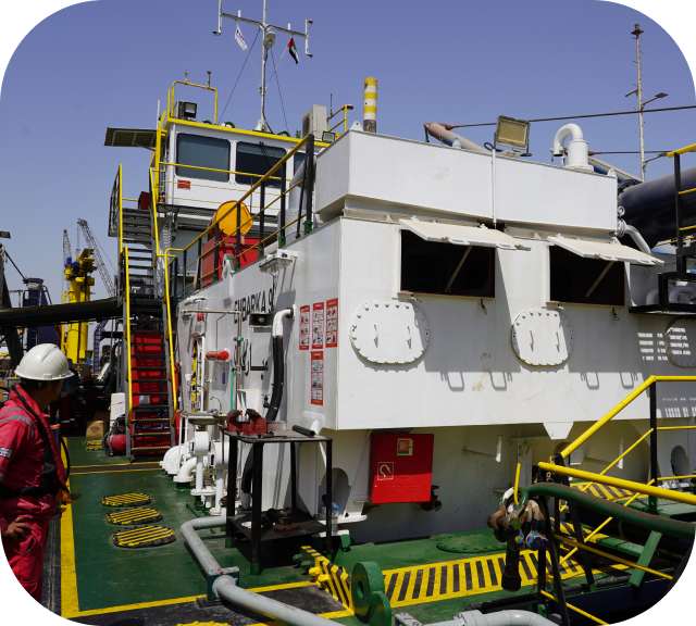 Technical service crew on vessel deck